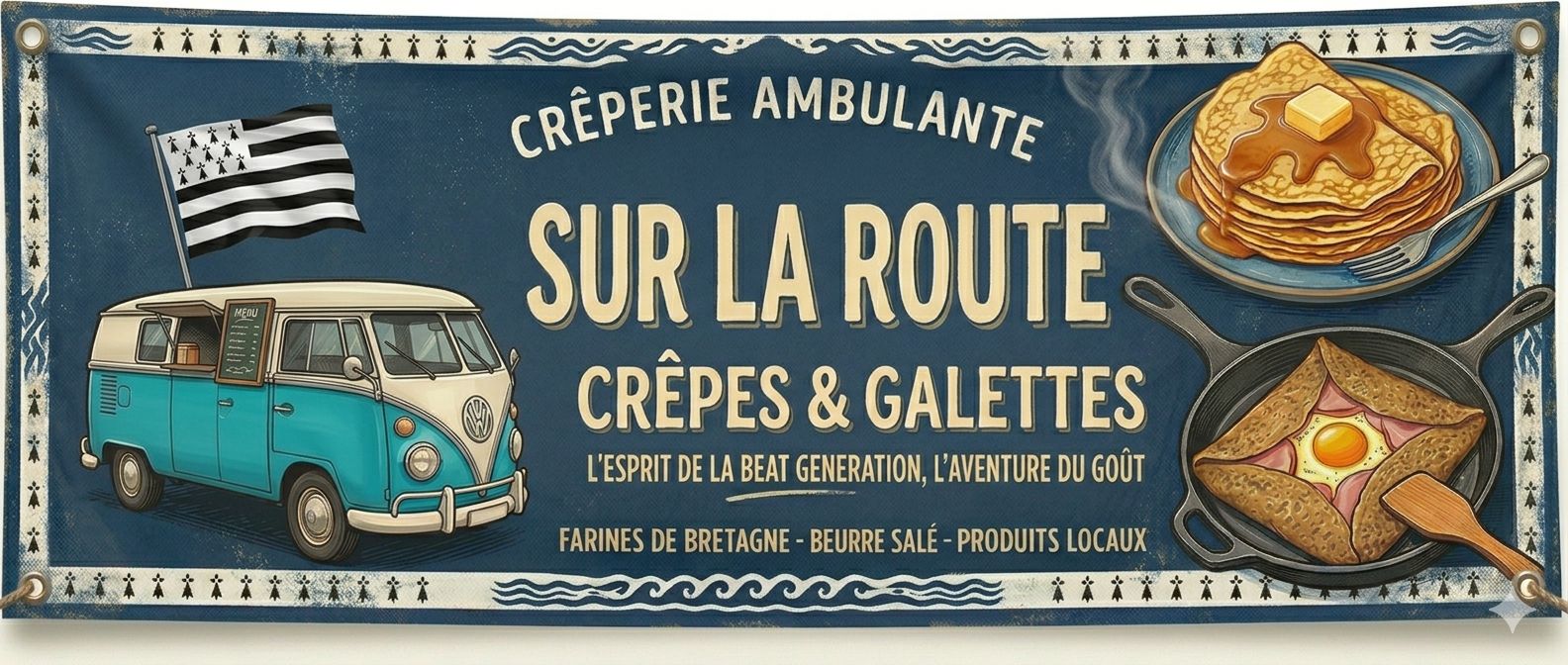 Sur la Route — Crêperie ambulante · Crêpes & Galettes bretonnes · L'esprit de la Beat Generation, l'aventure du goût